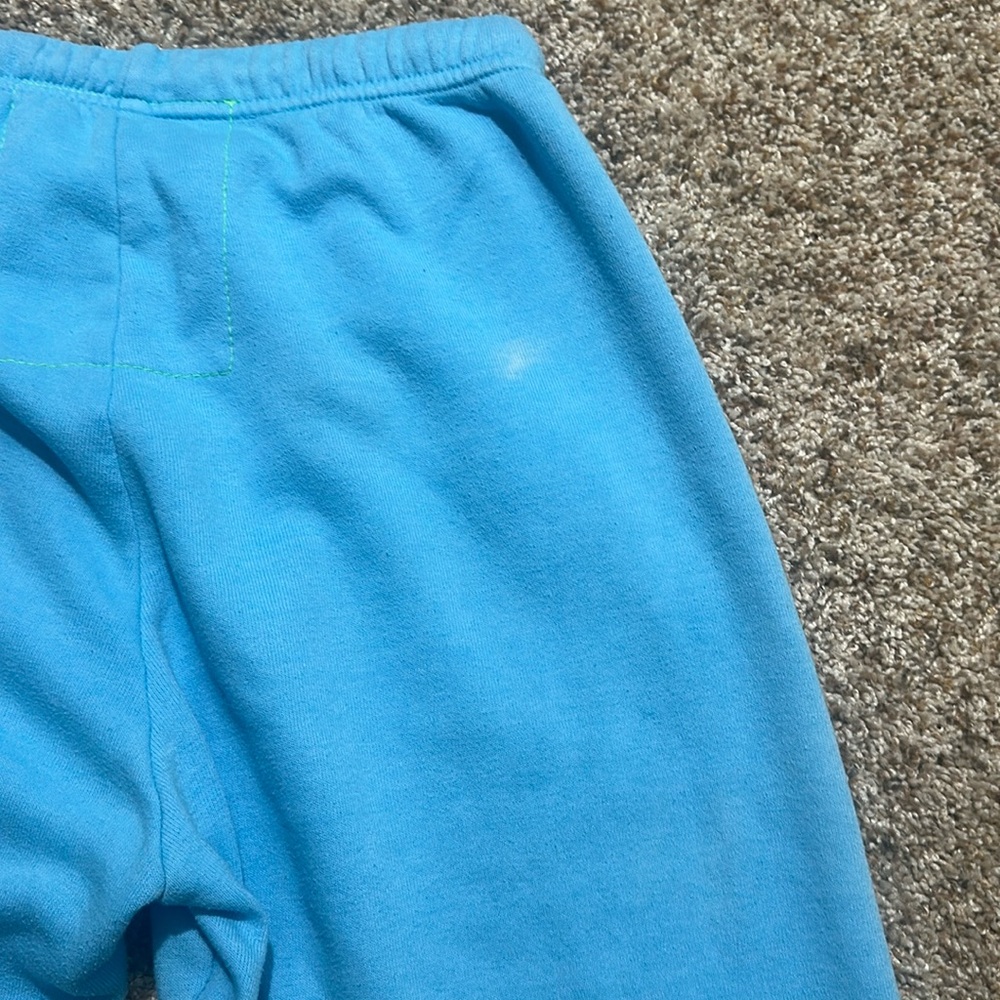 Aviator Nation Medium Light Blue Track Joggers with Yellow Smiley Faces - Picture 7 of 9